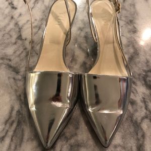 Tibi silver kitten heel sling back